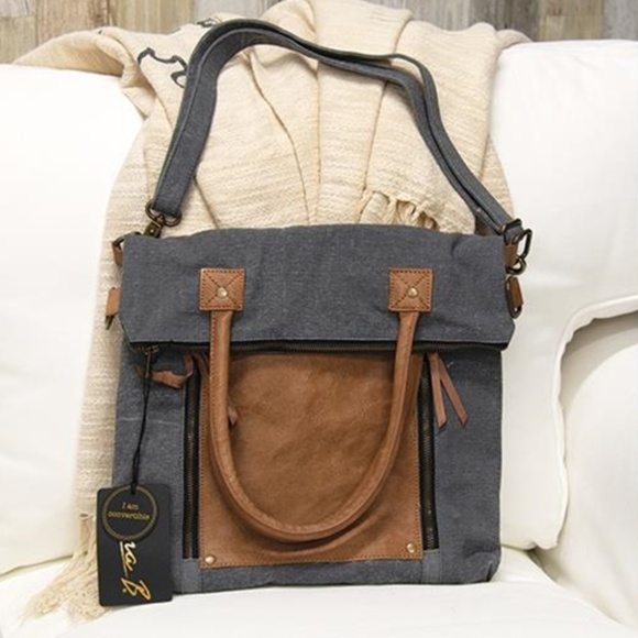 Mona B Handbags - NWT Mona B Ash Fold-Over Convertible Purse